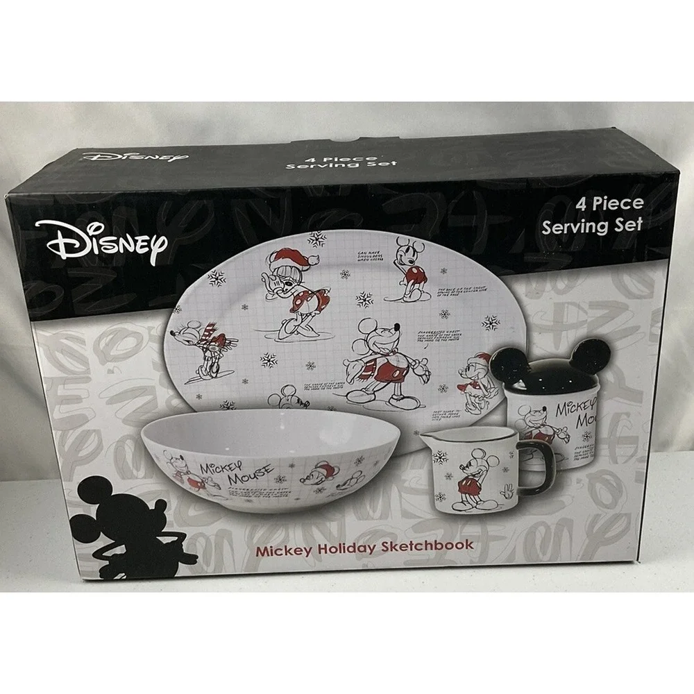 Disney -Mickey Mouse Christmas Sketchbook 4 Piece Serving Set